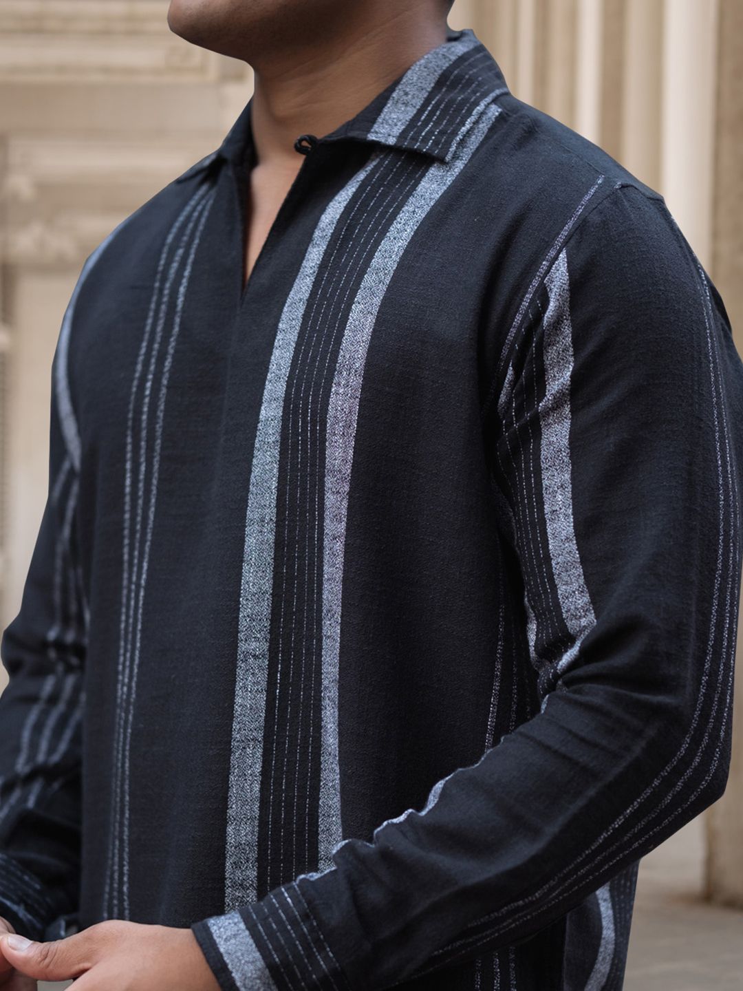 Powerlook Men Horizontal Stripes Opaque Striped Pure Cotton Casual Shirt