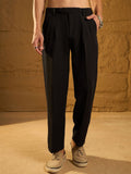 DENNISON Men Solid Relaxed Loose Fit Pleated Trousers