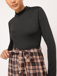 DressBerry 2000s Throwback Checked A-Line Dress with Belt
