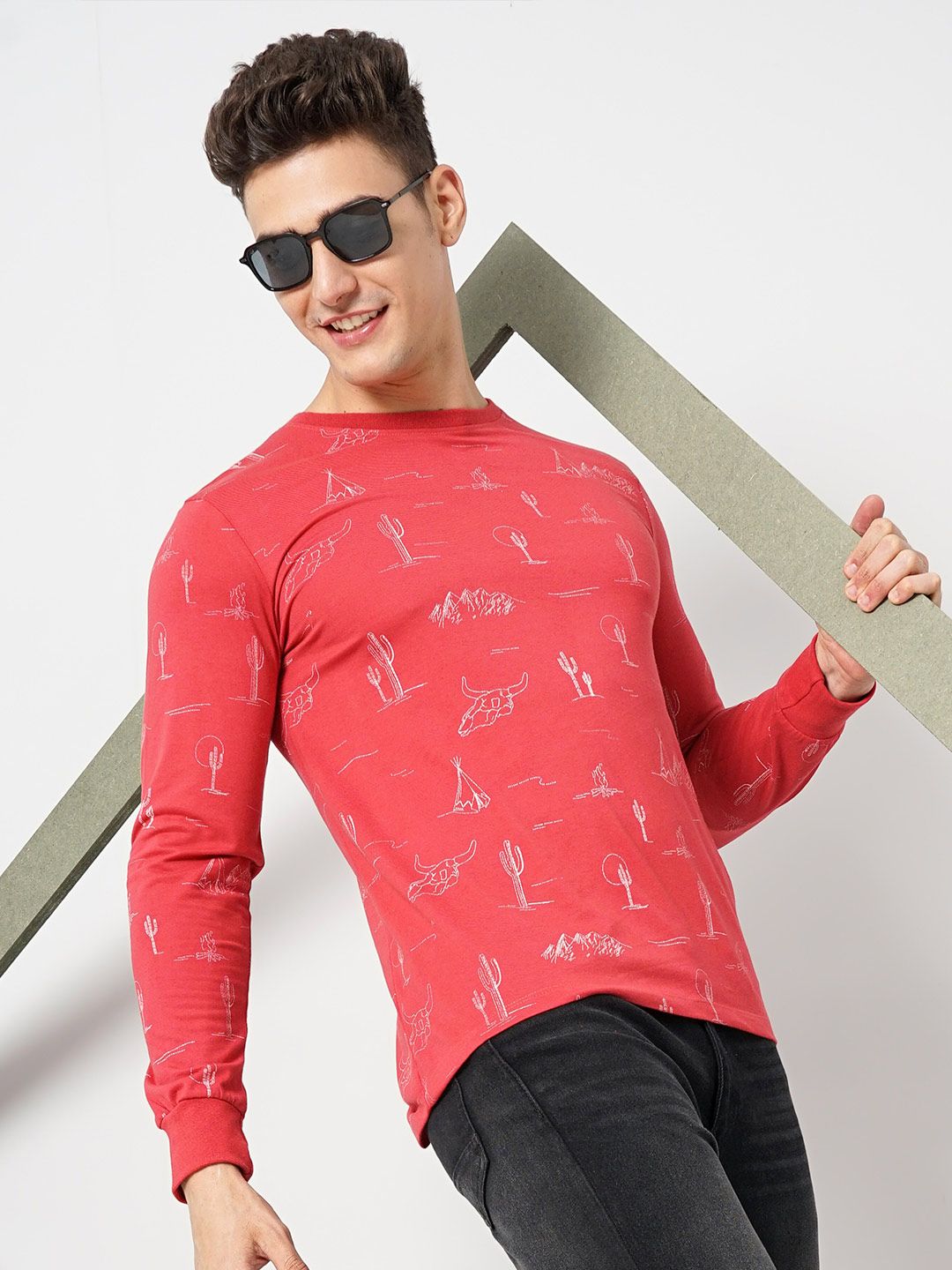 The Indian Garage Co Conversational Printed Long Sleeves Casual T-shirt