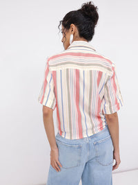 DressBerry Never Be Limited Striped Shirt Style Crop Top