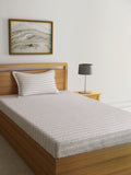 KLOTTHE Beige Chevron Cotton 300 TC Fitted Single Fine Bedsheet with a Pillow Cover-87 x 59 inches