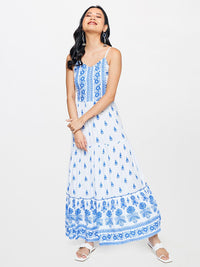 Global Desi Ethnic Motifs Printed Fit & Flare Maxi Dress