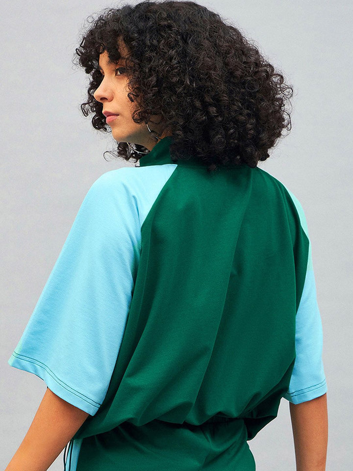 SASSAFRAS Colourblocked Mock Collar Sporty Jacket