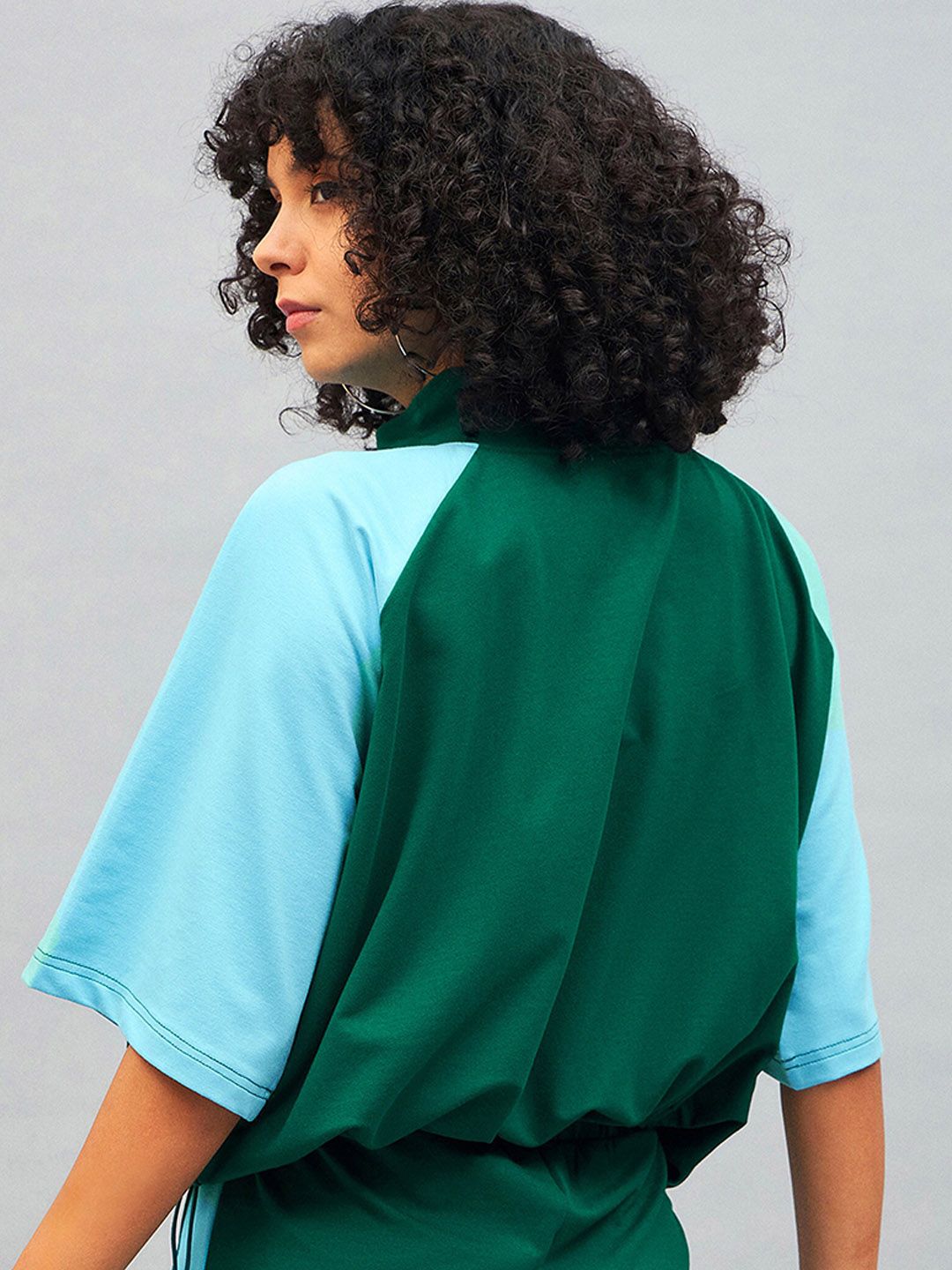 SASSAFRAS Colourblocked Mock Collar Sporty Jacket