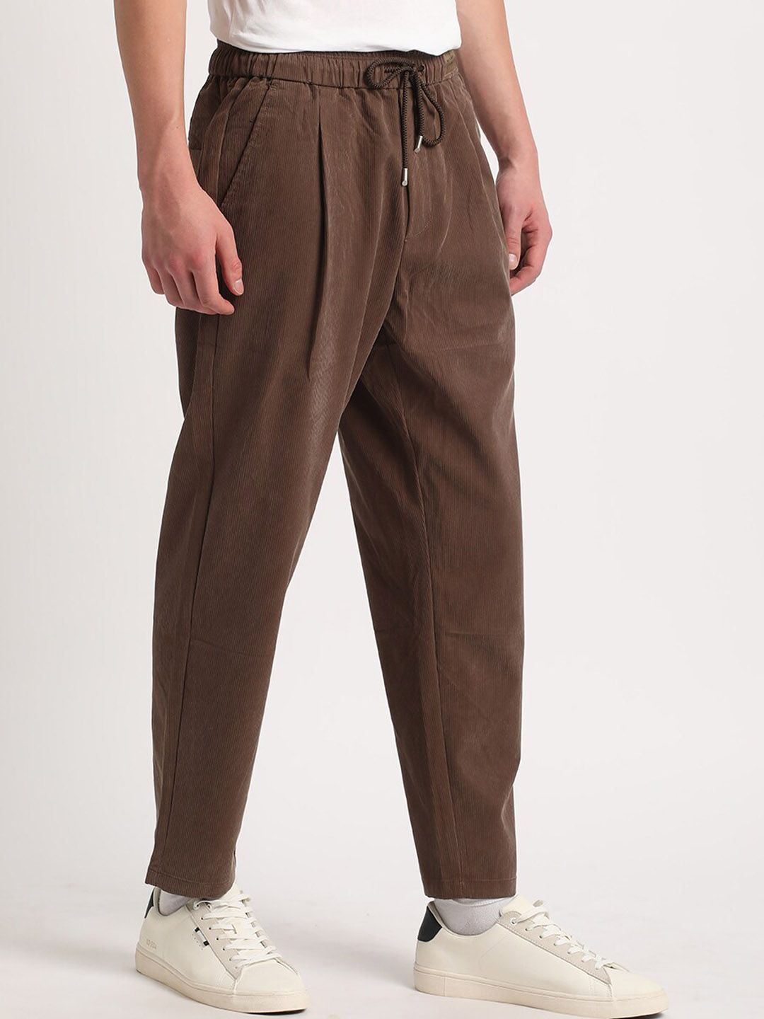 THE BEAR HOUSE Men Relaxed Loose Fit Cotton Trousers