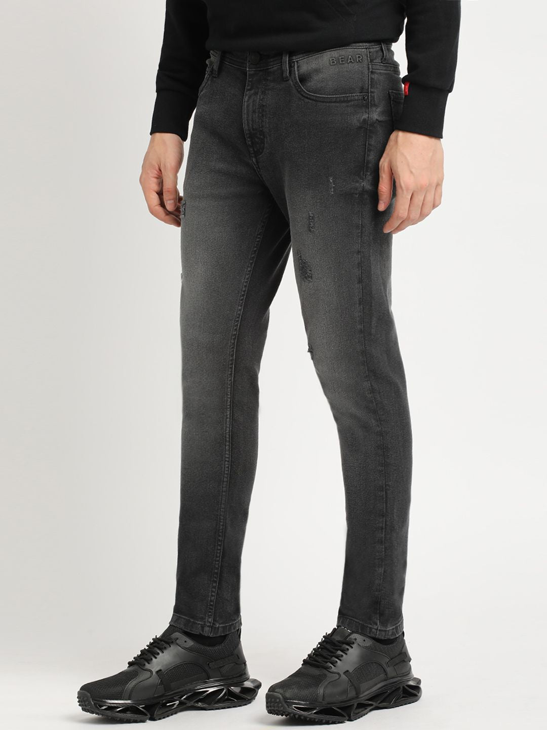 THE BEAR HOUSE Men Skinny Fit Mildly Distressed Heavy Fade Stretchable Jeans