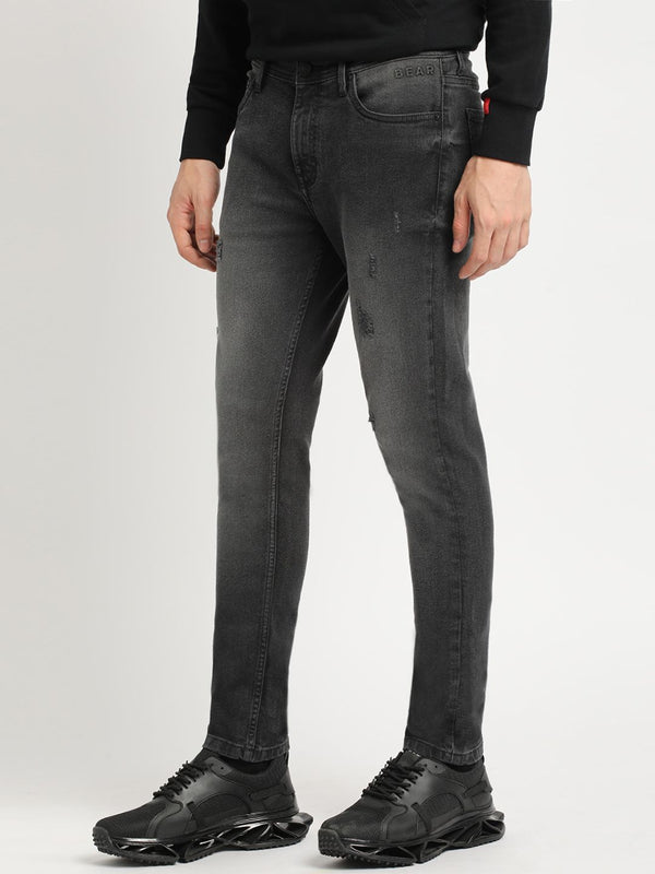 THE BEAR HOUSE Men Slim Fit Mildly Distressed Heavy Fade Stretchable Jeans