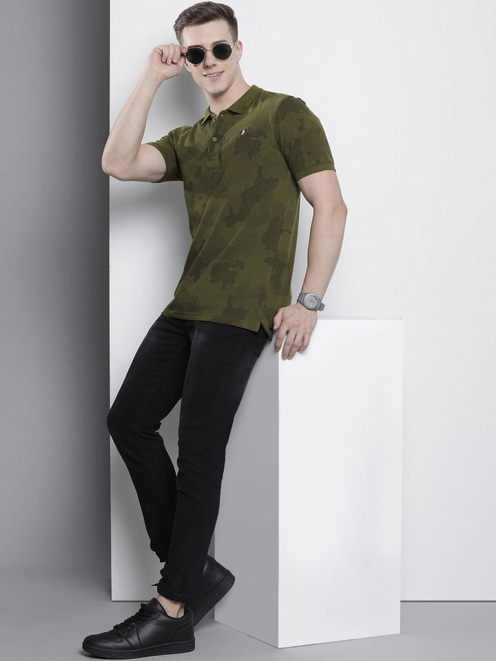 The Indian Garage Co Men Camouflage Printed Polo Collar T-shirt