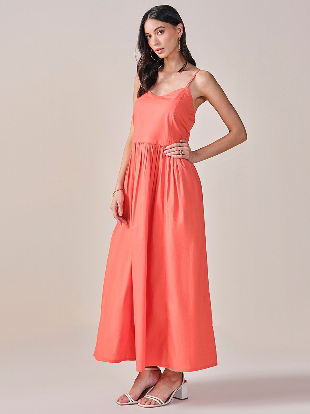 AND Shoulder Straps A-Line Midi Dress