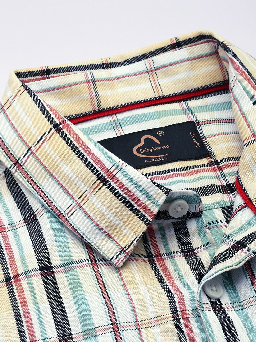 Being Human Slim Fit Opaque Pure Cotton Checked Casual Shirt