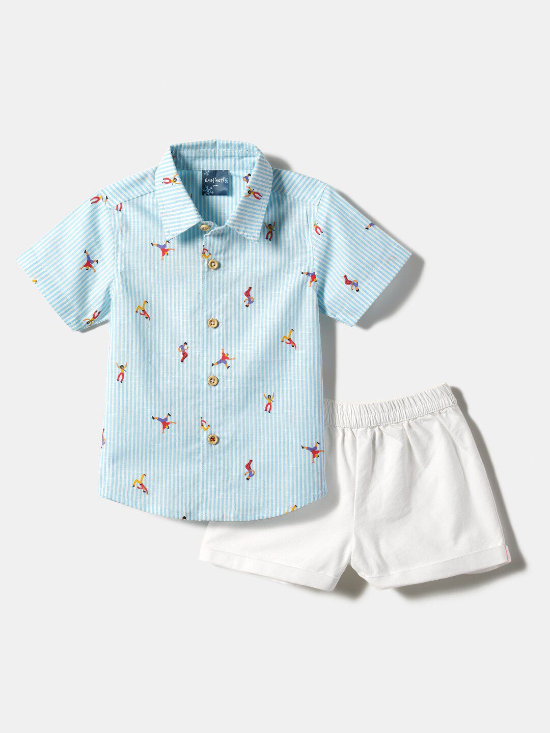 Nauti Nati Boys Printed Pure Cotton Shirt with Shorts