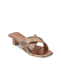 Metro Rose Gold Block Sandals