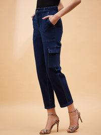 SASSAFRAS BASICS Women Carrot Mom Fit Low Distress Cotton Jeans