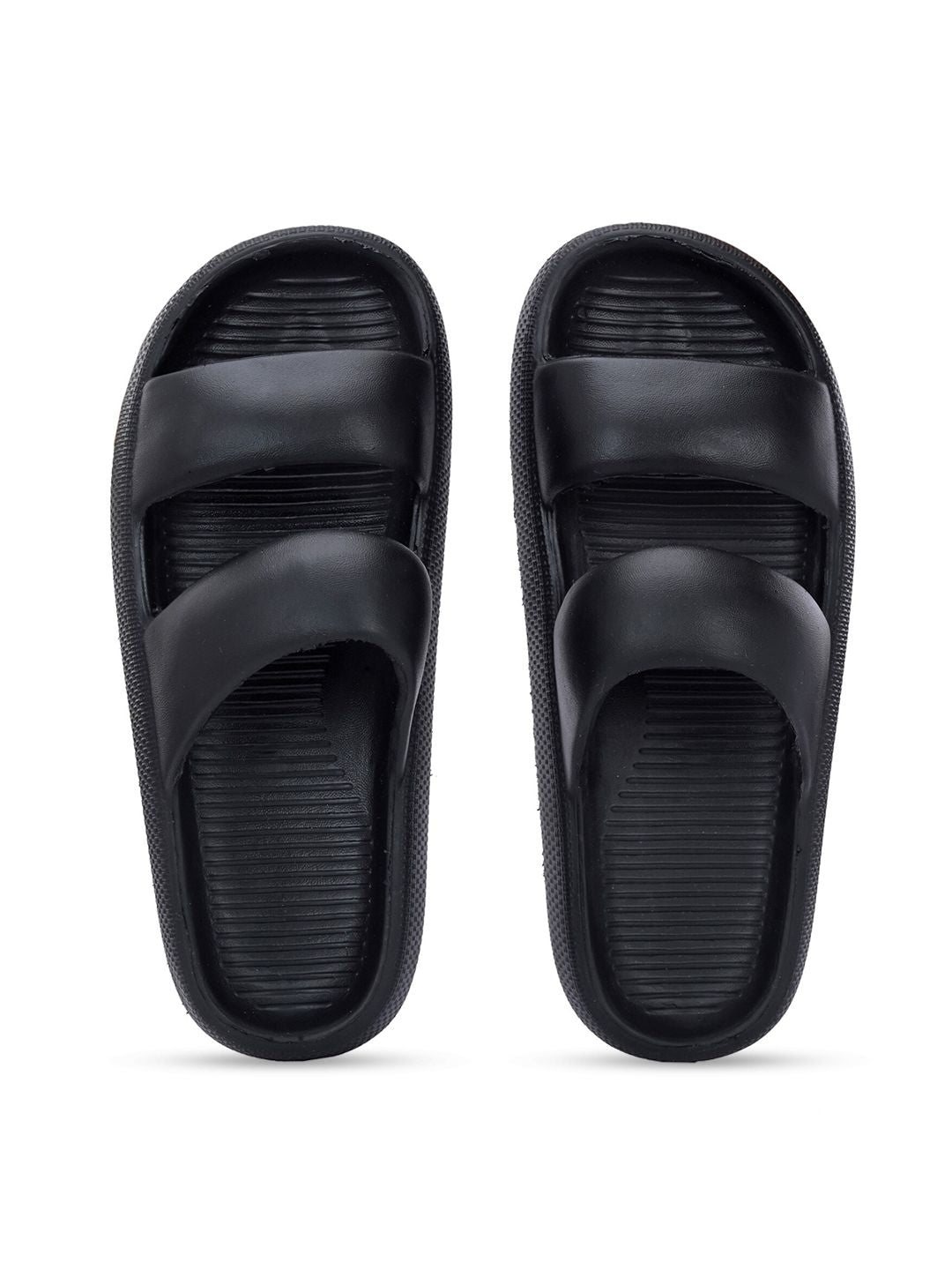 HRX by Hrithik Roshan Men Black Rubber Sliders