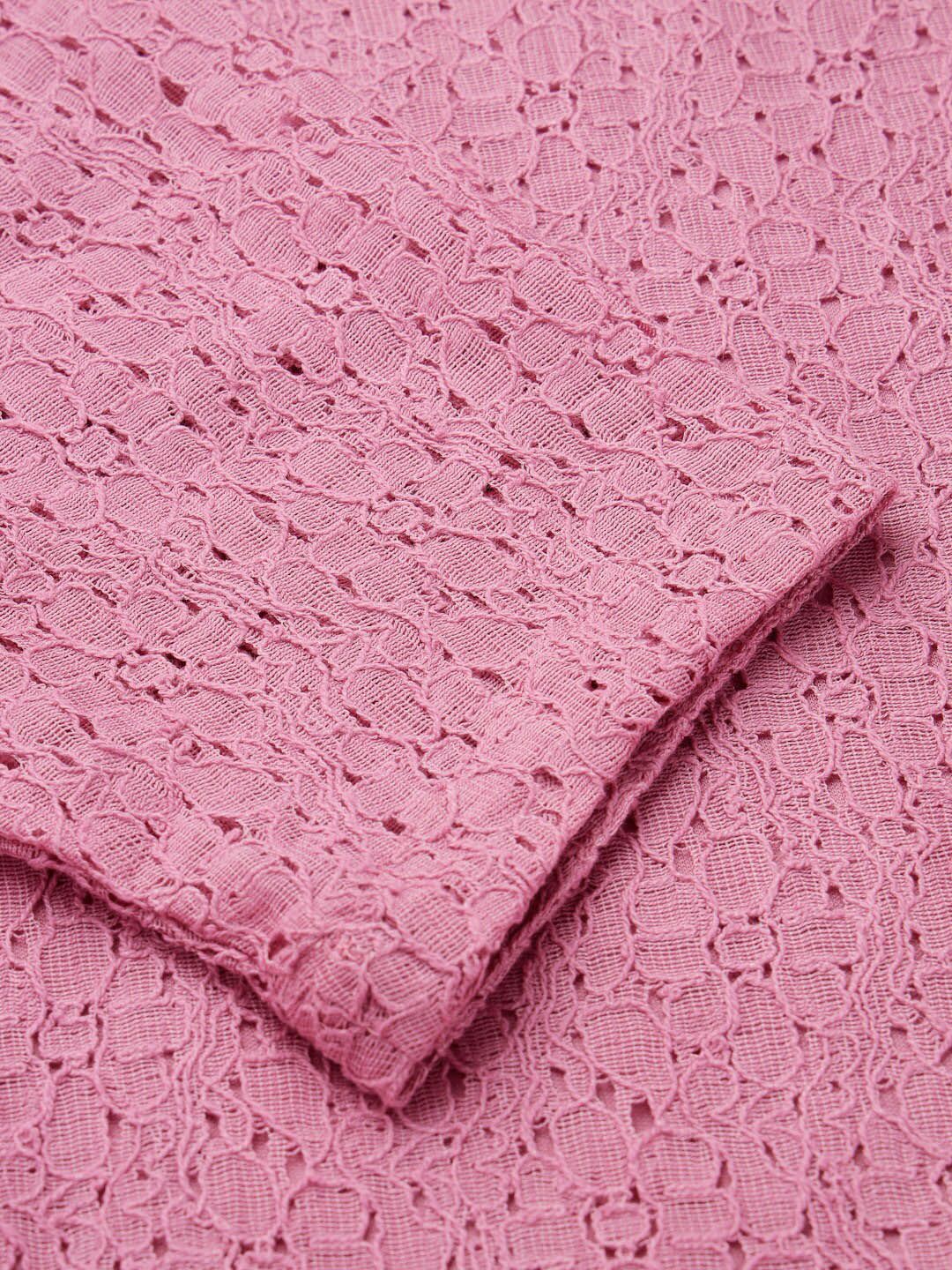 Style Quotient Schiffli Puff Sleeve Cotton Regular Top