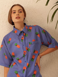 STREET 9 Printed Shirt Collar Shirt With Trousers Co-Ords