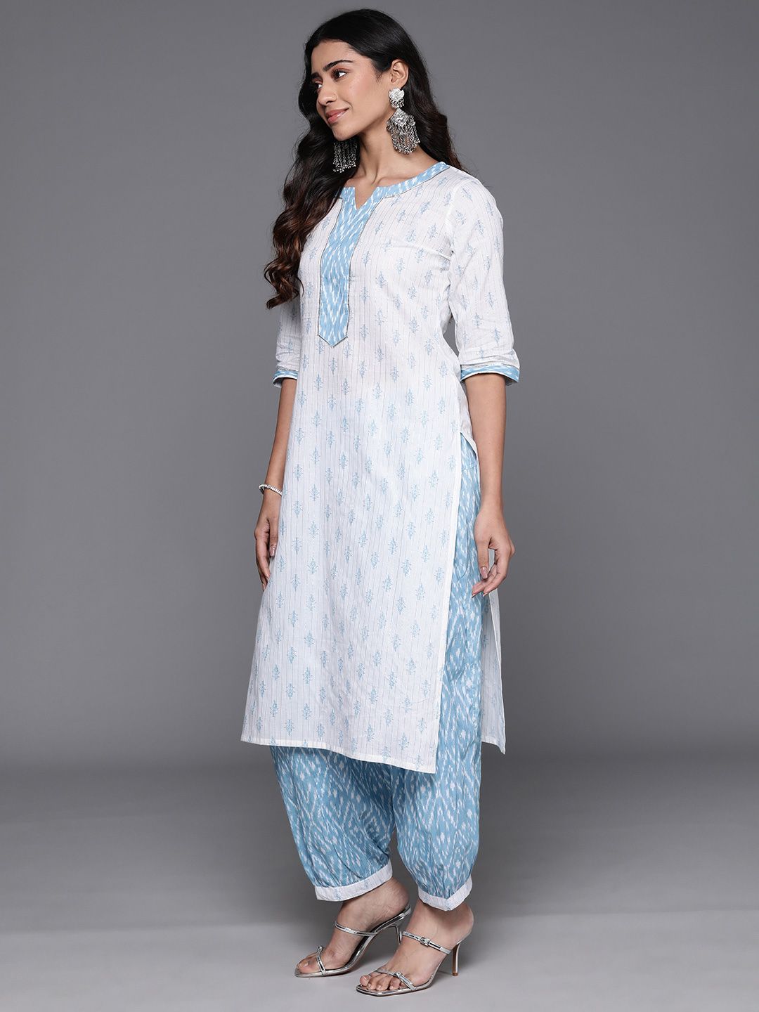 Libas Floral Printed Regular Gotta Patti Pure Cotton Kurta with Salwar & Dupatta