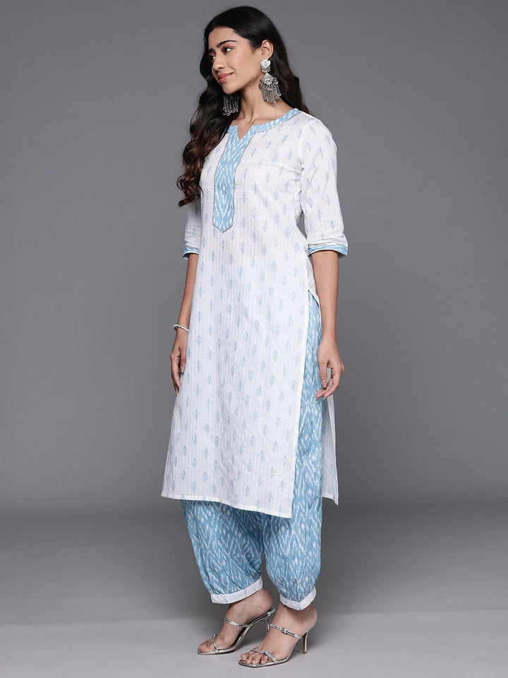 Libas Floral Printed Regular Gotta Patti Pure Cotton Kurta with Salwar & Dupatta