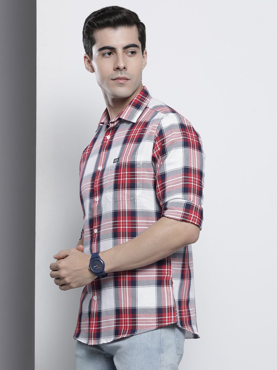 The Indian Garage Co Men Red Comfort Tartan Checks Checked Casual Shirt