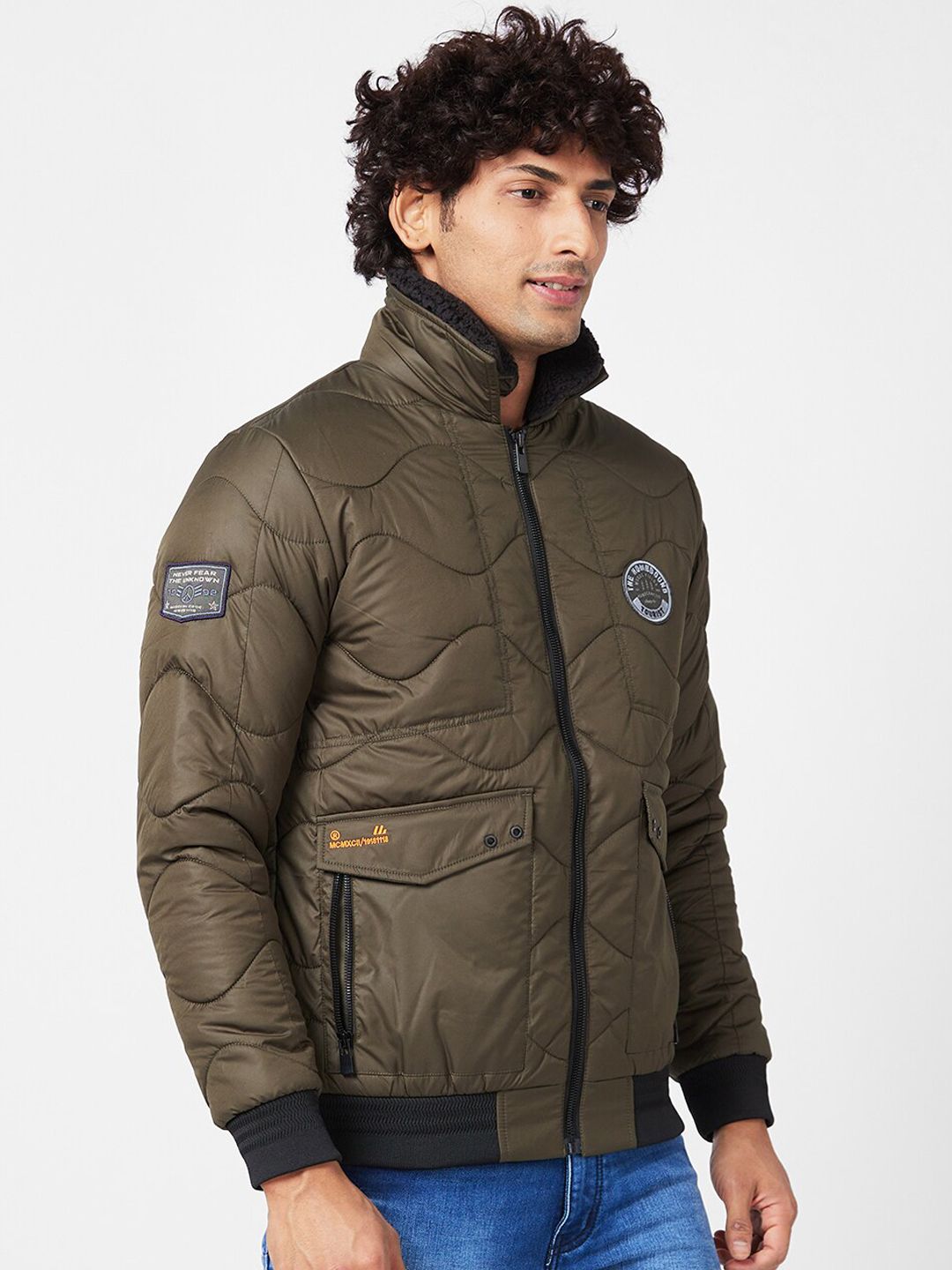 SPYKAR Mock Collar Quilted Jacket