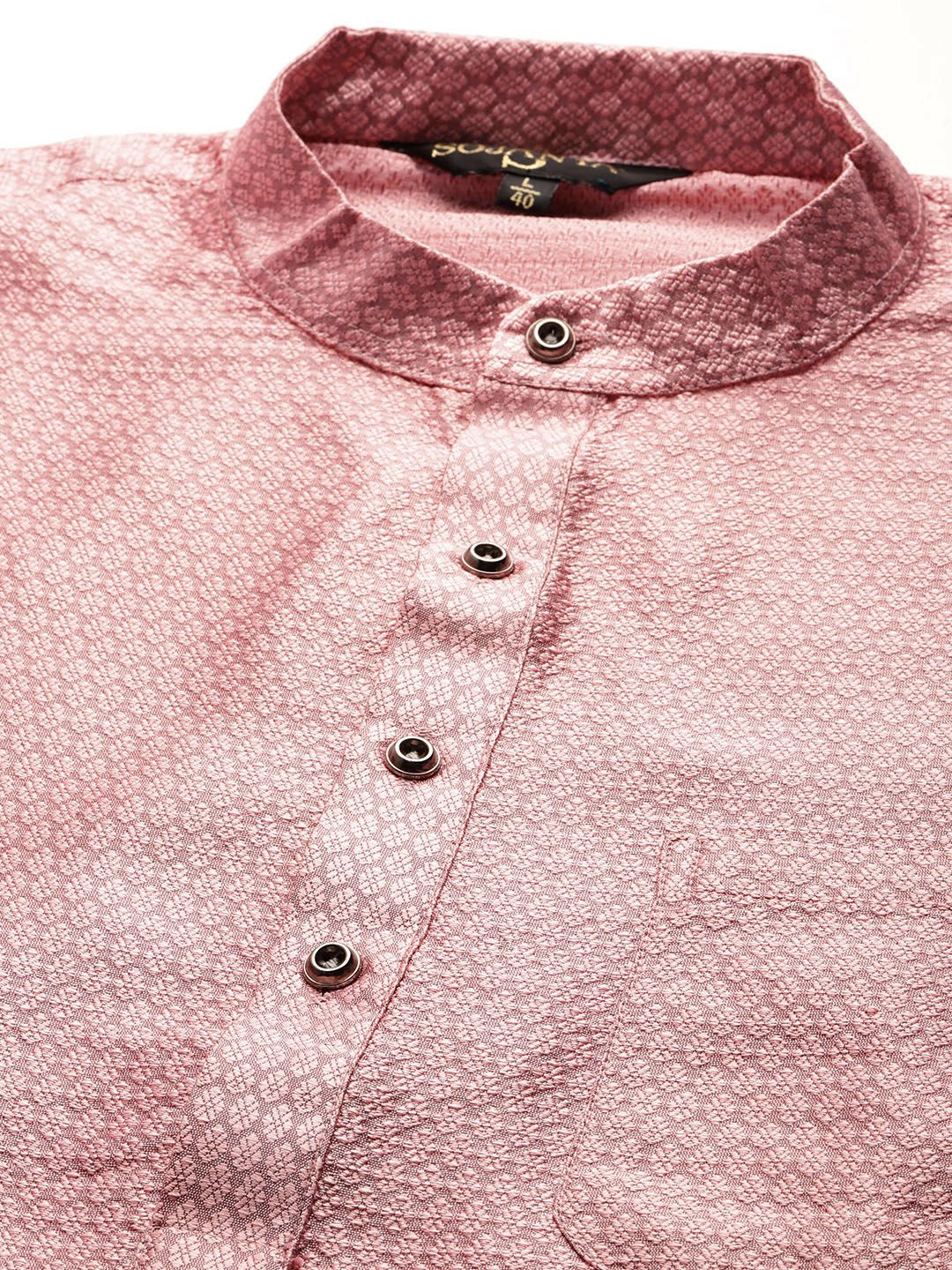 SOJANYA Men Pink Woven Design Kurta