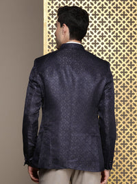 House of Pataudi Self Design Mandarin Collar Bandhgala Jashn Blazers