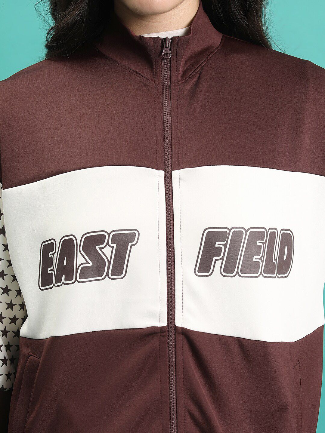 Tokyo Talkies Colourblocked Stand Collar Sporty Jacket