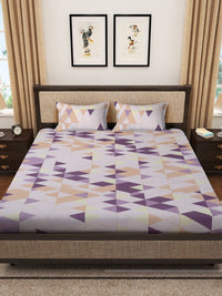 KLOTTHE Geometric Printed Fitted 400 TC Double King Bedsheets with 2 pillow covers