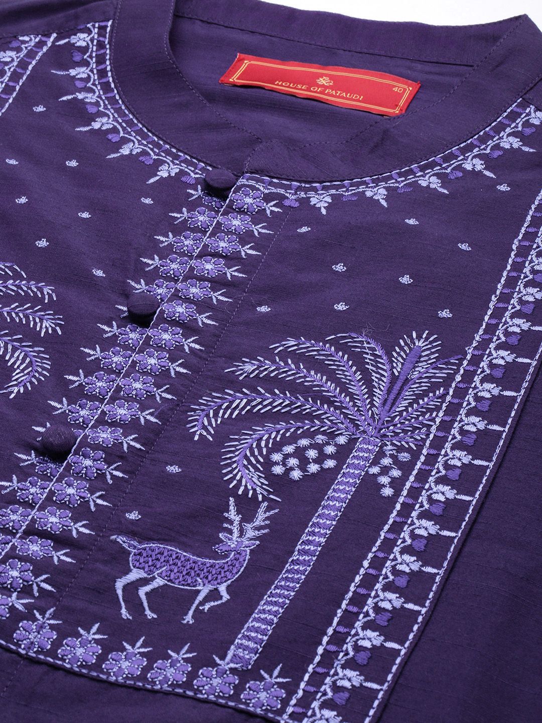 House of Pataudi Men Jashn Ethnic Motifs Yoke Design Thread Work Kurta With Salwar