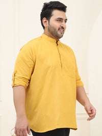 SOJANYA PLUS Men Pure Cotton Mustard Yellow Kurta