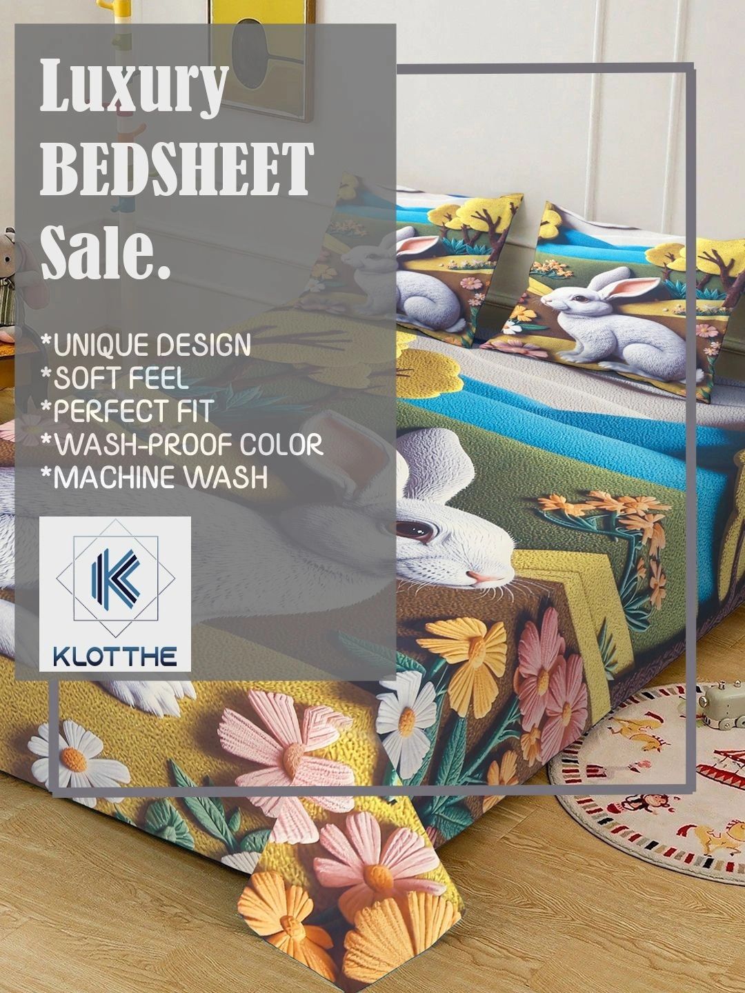 Moda Rapido X KLOTTHE Biru & Coklat 400 TC Cadar Katil King dengan 2 Sarung Bantal