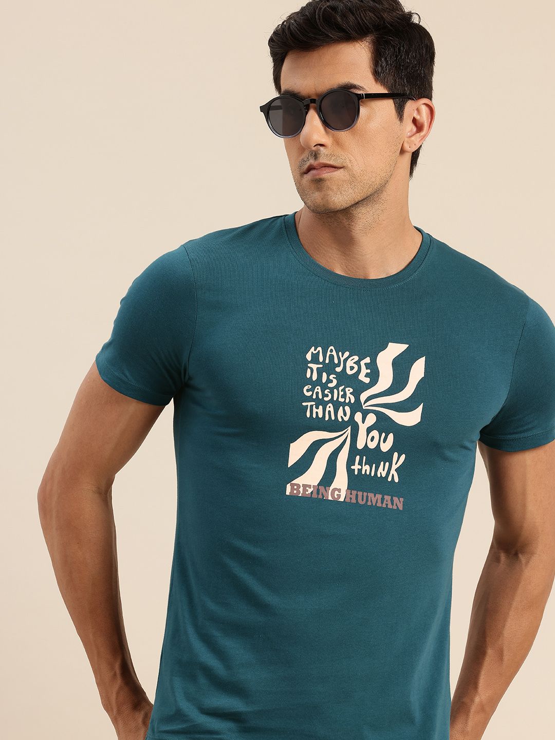 Being Human Typography Printed Pure Cotton T-shirt