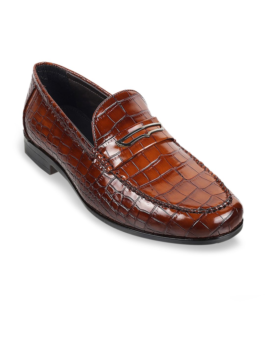 Mochi Men Textured Leather Formal Loafers