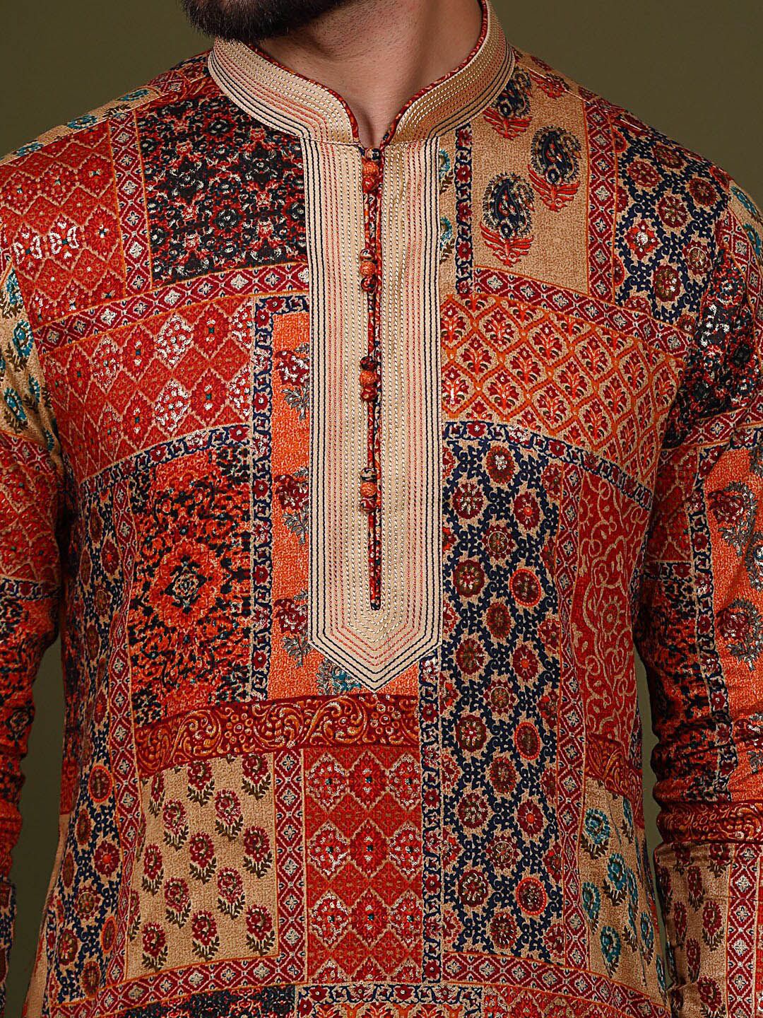 KISAH Men Abstract Printed Regular Fit Kurta
