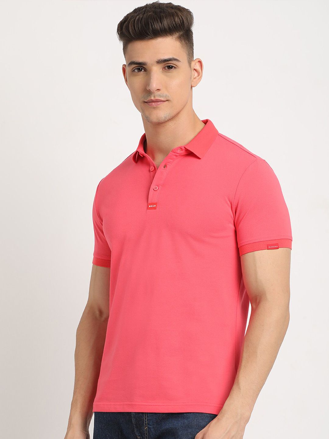 THE BEAR HOUSE Polo Collar Short Sleeves Slim Fit T-shirt