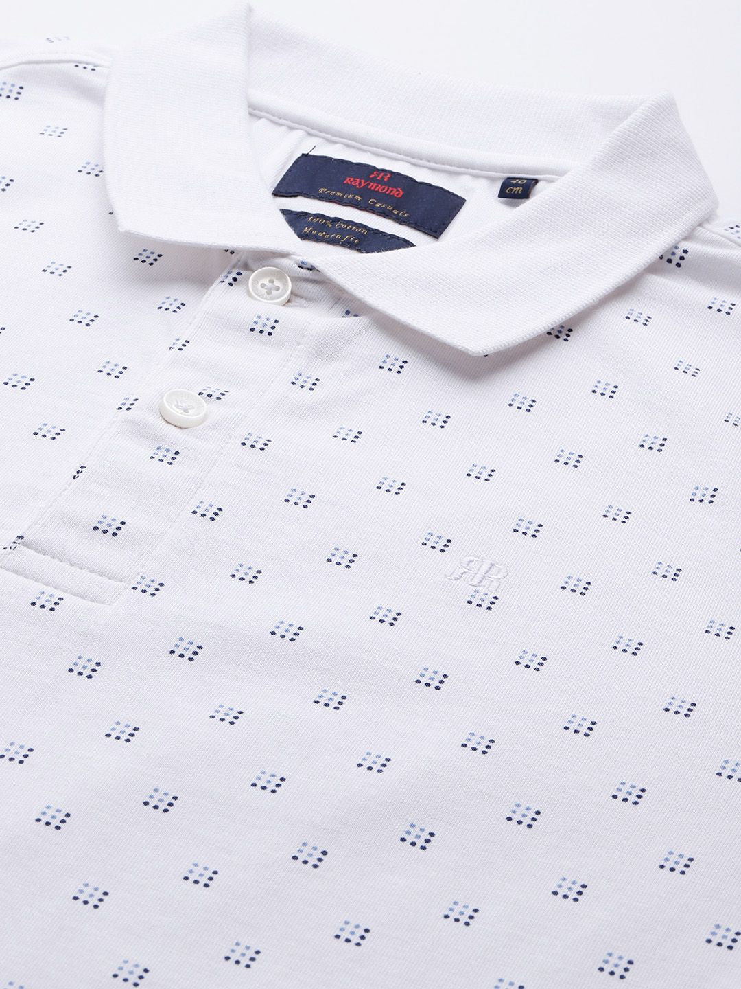 Raymond Geometric Printed Polo Collar Pure Cotton Slim Fit T-shirt