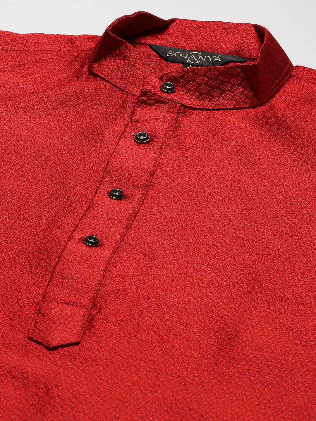 SOJANYA Kurta Rekaan Tenunan Merah Lelaki