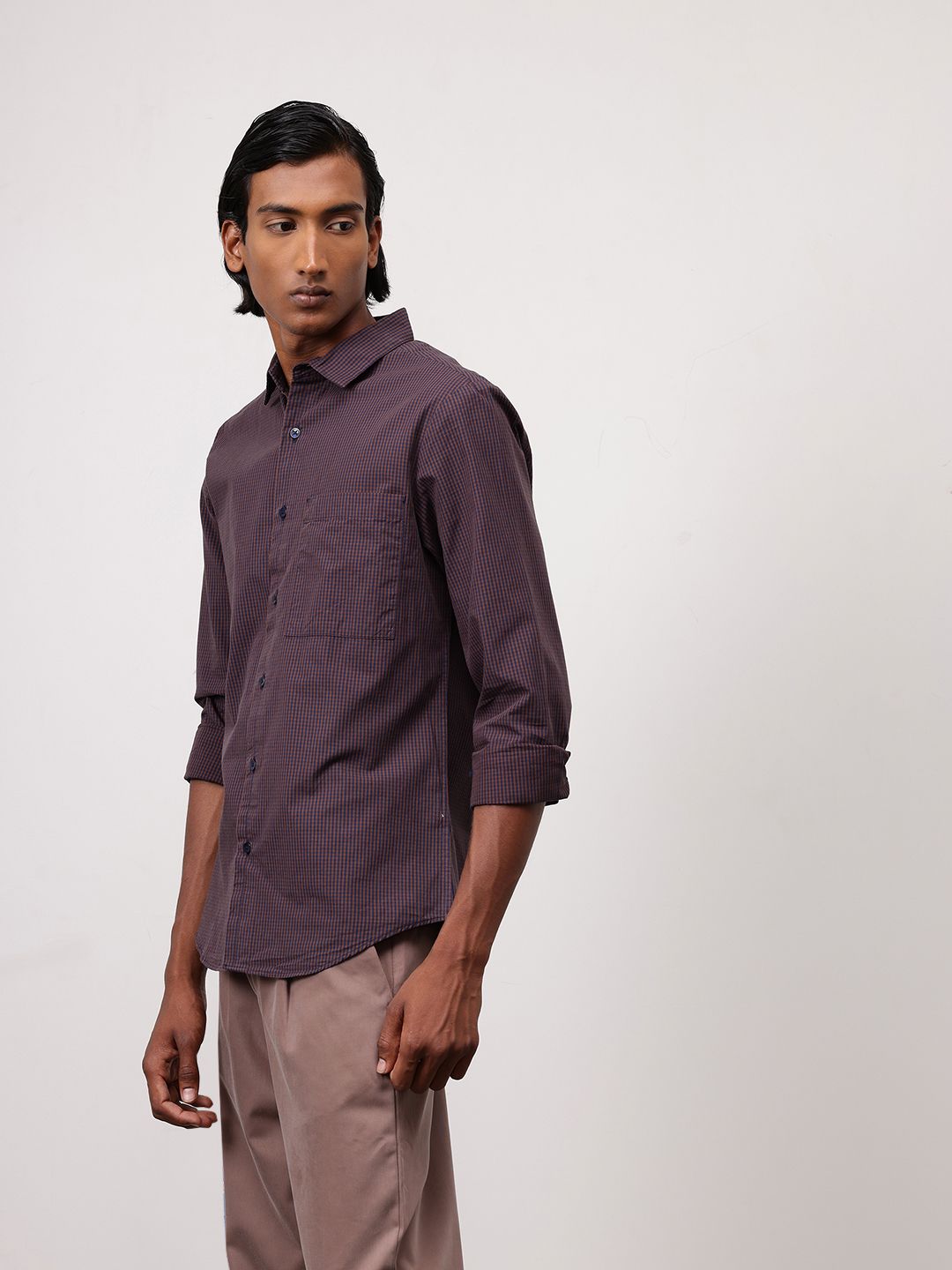 ether Classic Fit Gingham Checks Pure Cotton Shirt