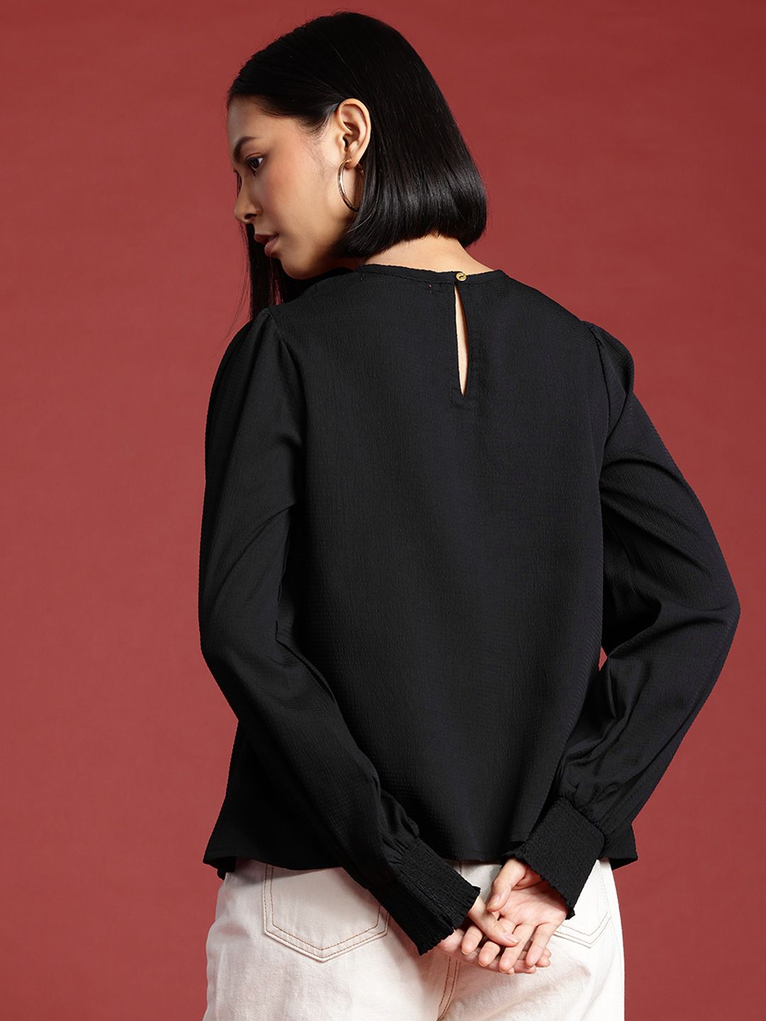 all about you Self-Design Puff Sleeve Top