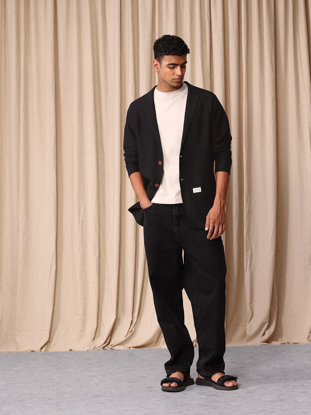 Mr Bowerbird Self Design Tailored Fit Single-Breasted Casual Blazer