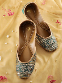 House of Pataudi Leather Embellished Ethnic Mojaris
