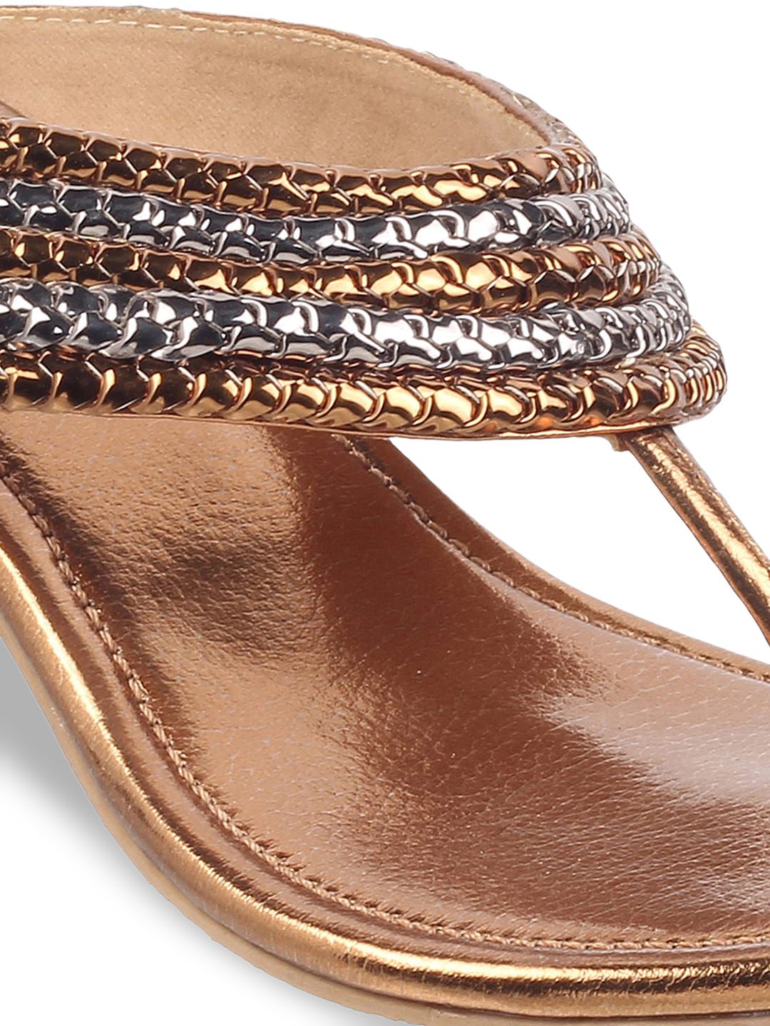 Mochi Gold-Toned Embellished Block Sandals