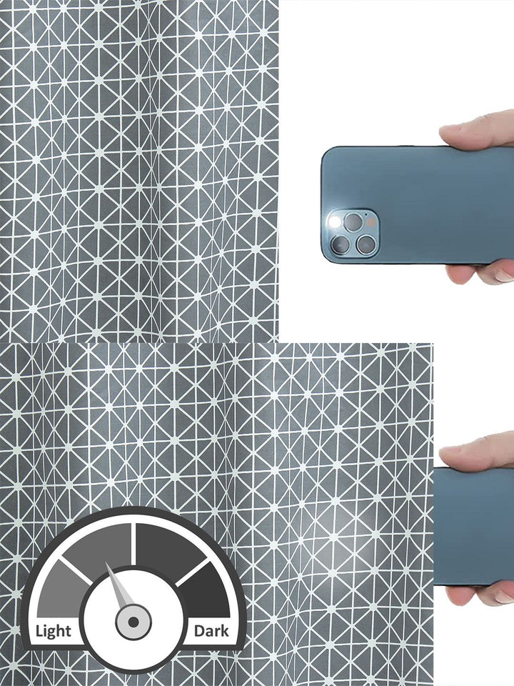 Story@home Grey & White Geometric Room Darkening Door Curtain
