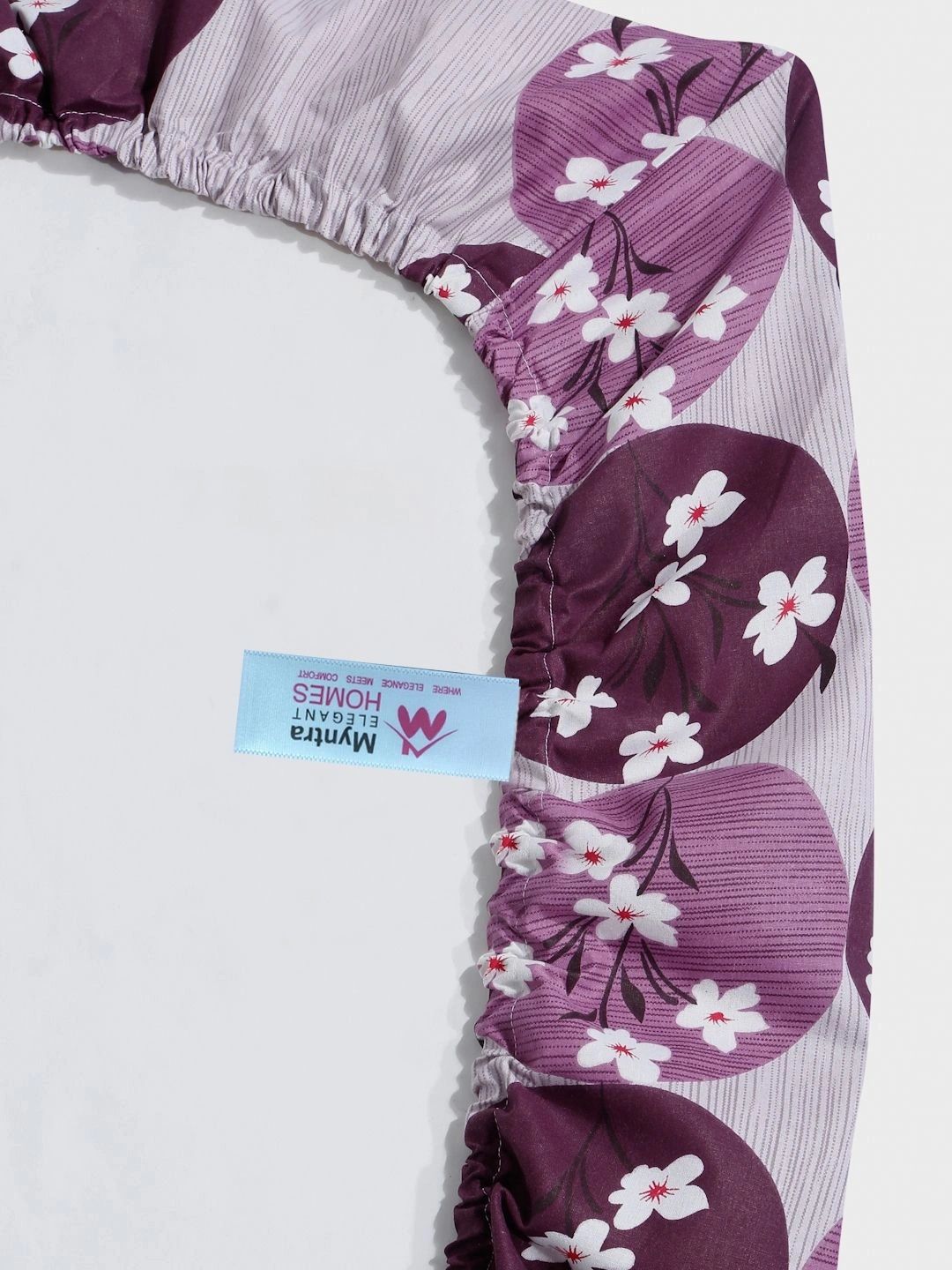 Myntra Elegant Homes Purple Floral 400 TC Single Bedsheet with 1 Pillow Covers