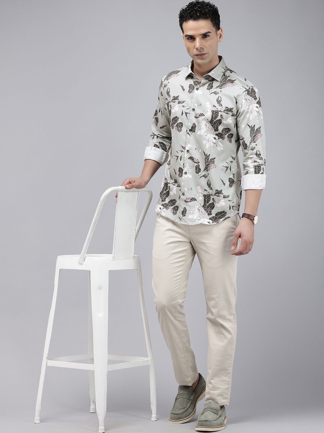 Park Avenue Slim Fit Opaque Geometric Printed Pure Cotton Casual Shirt