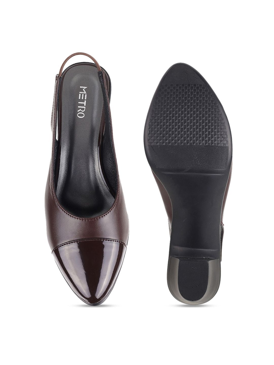 Metro Women Brown Block Mules