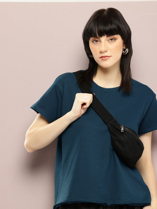 DILLINGER Women Ultra Soft Drapey Cotton Crew Neck Boxy T-Shirt