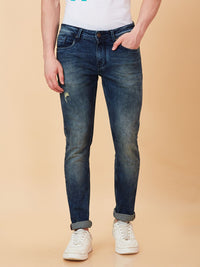 Being Human Men Slim Fit Low Distress Light Fade Jeans