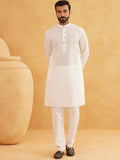 SOJANYA Motif Etnik Sulam Kolar Mandarin Benang Kerja Cotton Kurta With Churidar